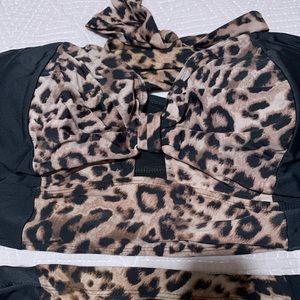 2pc Swim Set, high waisted brief, halter top with tie back.